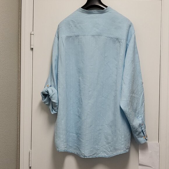 Carribean Mens Shirt Linen Blend Button Up 3XT Tall Roll Tab Long Sleeve Coastal - Picture 10 of 16
